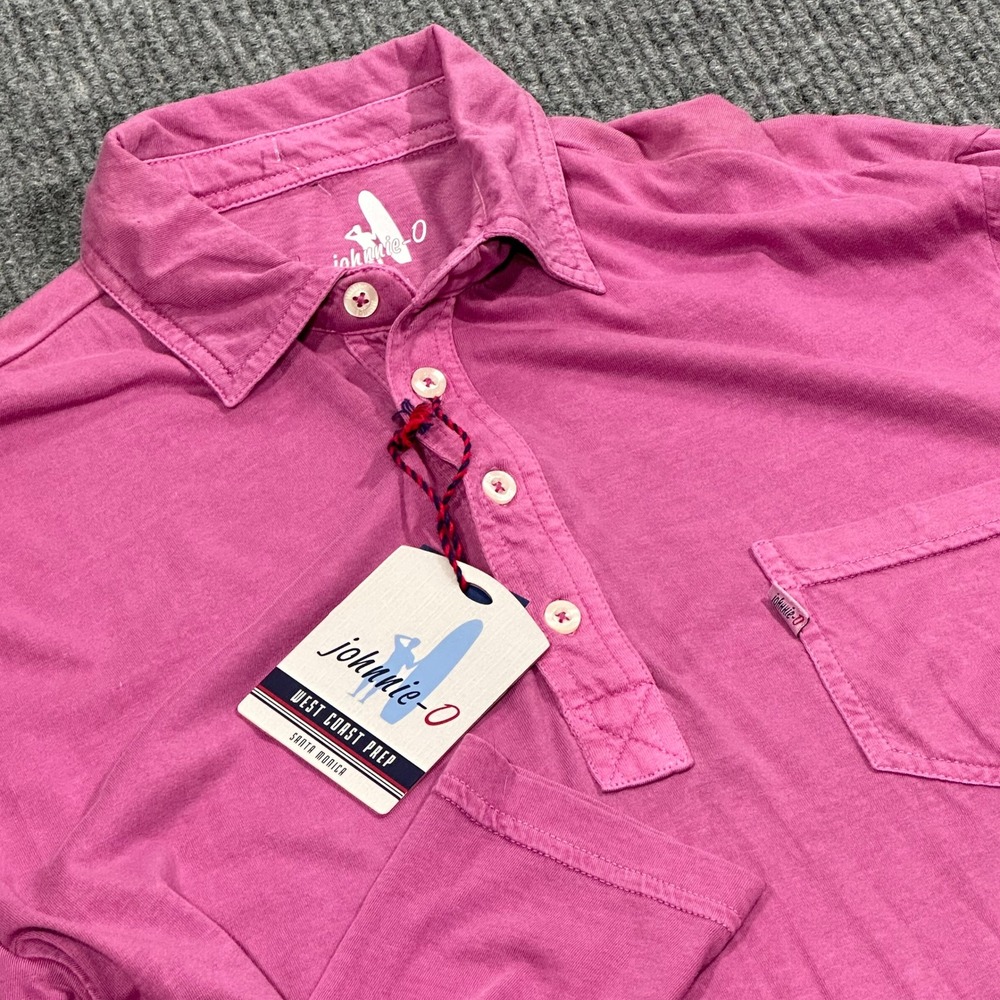 johnnie-O Polo Shirt Mens S Pink Long Sleeve Featherweight Performance Golf NEW